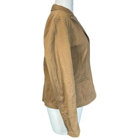 Vintage Lands End 100% Cotton Light Brown Blazer 90's Size 8 Functional Pockets - Picture 6 of 13